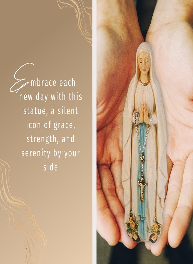 Trendzeen 4 inch Our Lady of Lourdes Statue - Laminated Catholic Card, The Lord's Prayer - Our Lady of Lourdes Figurine for Home Decor, Altar - 3 Items Set - Image 3